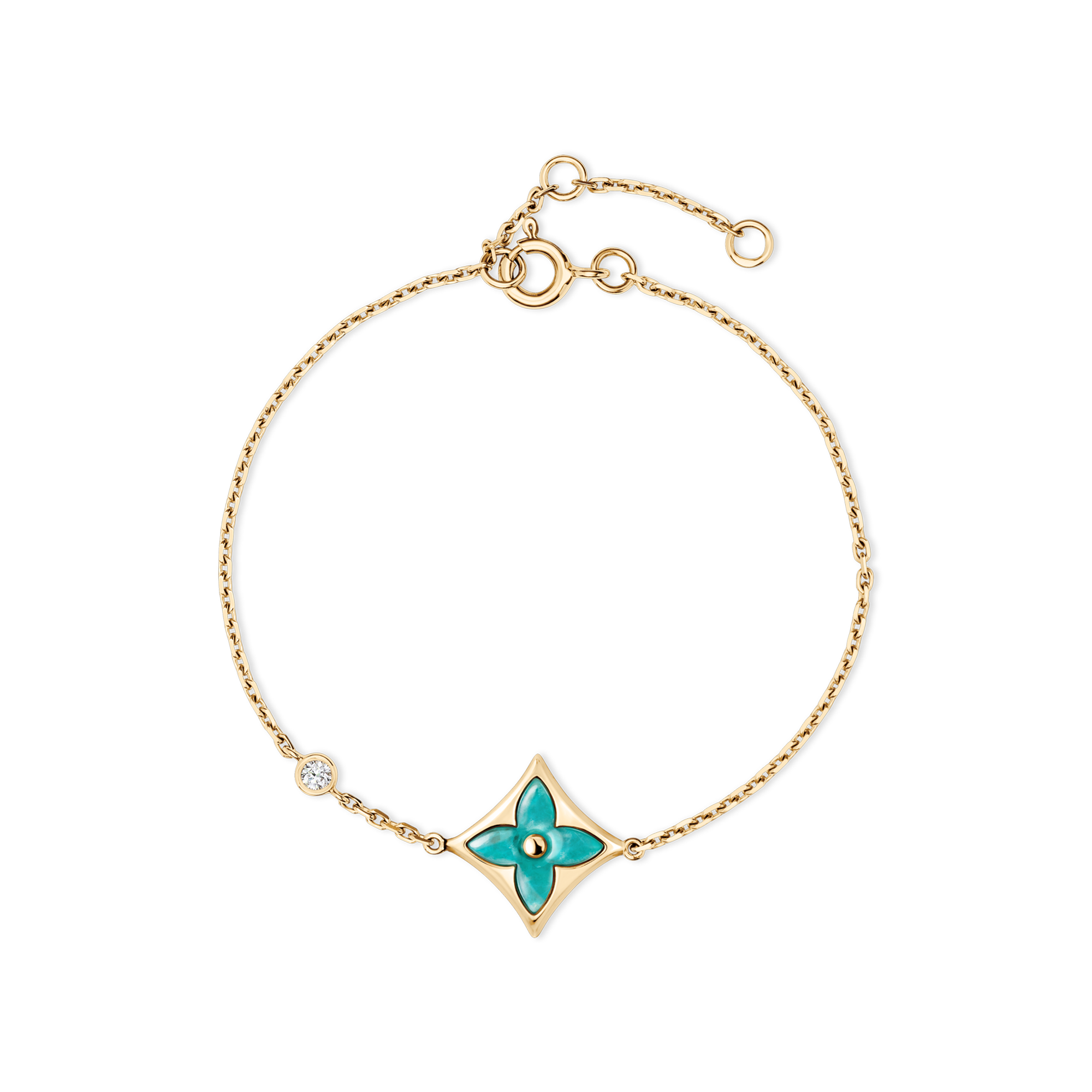 Color Blossom BB Star Bracelet, Yellow Gold, Amazonite and Diamond